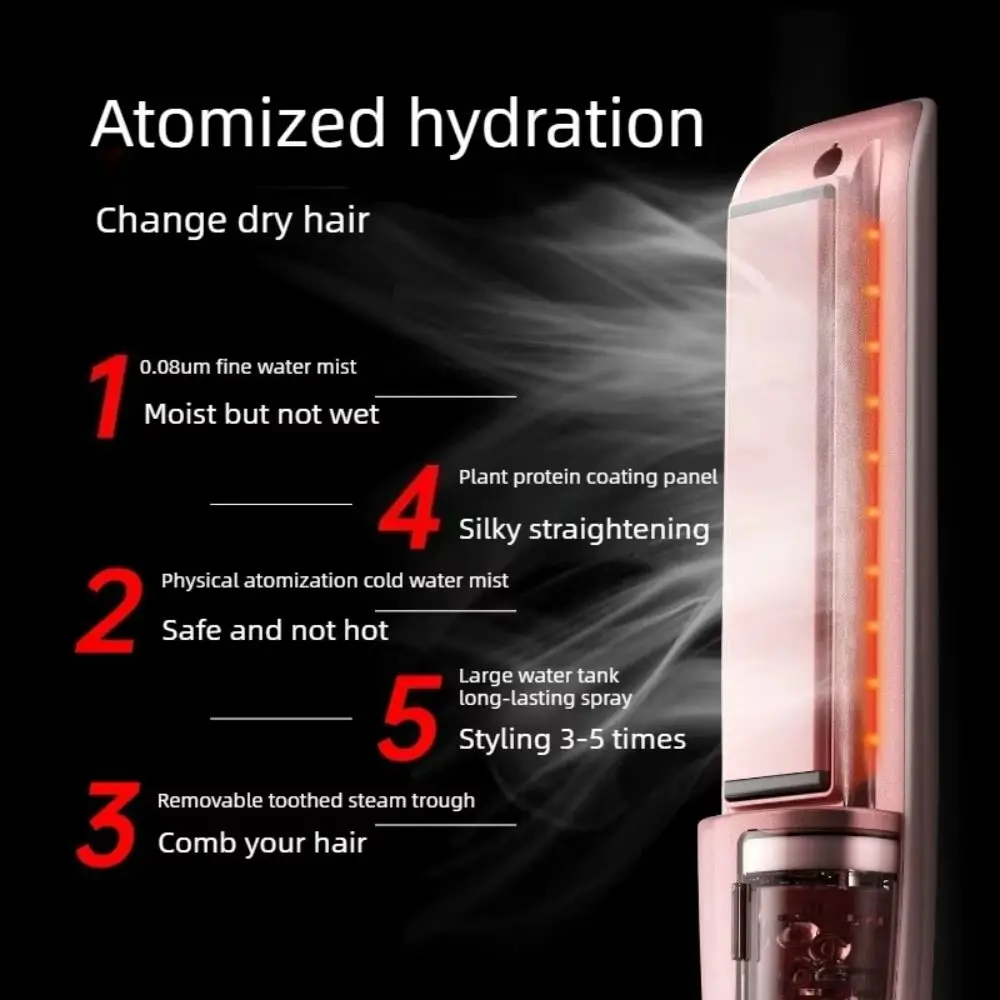 Ice Sensation Water Mist Cold Mist Hair Straightener Red Light Heating Water Molecule Repair Steam Hair Straightener for US