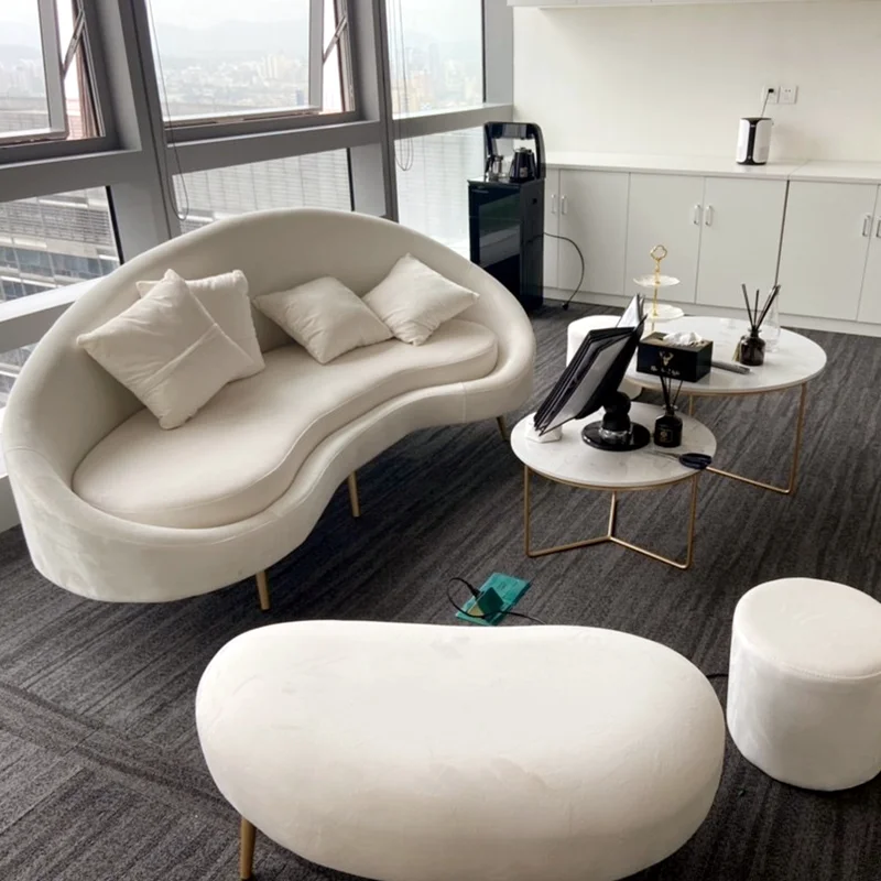 Lobby small sofa coffee table combination curved creative office special-shaped reception clothing store leisure lounge area