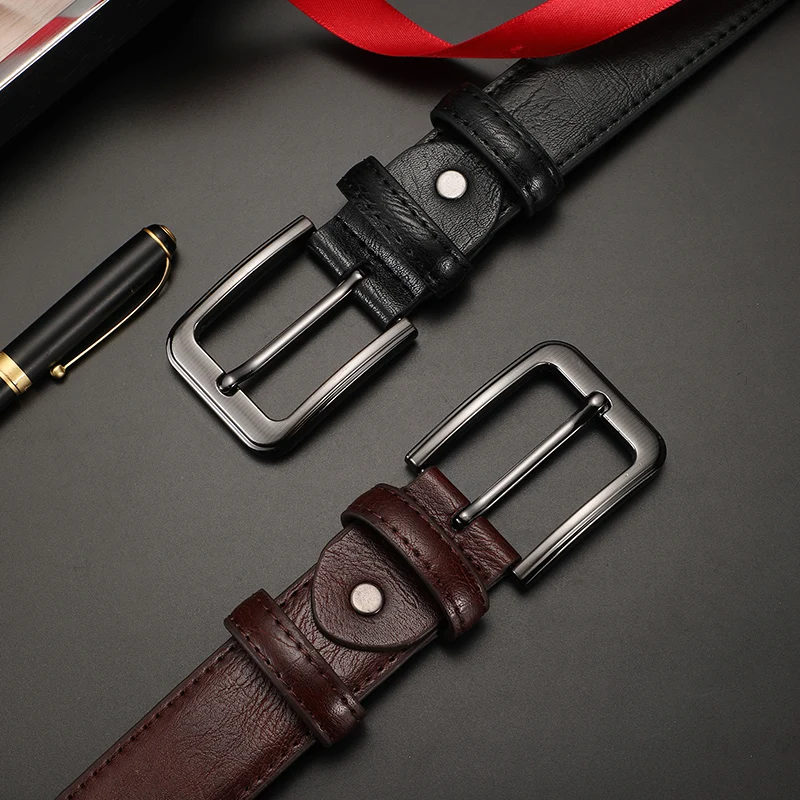 เข็มขัดหนังแท้สำหรับผู้ชายแฟชั่นเข็มขัดยีนส์ดีไซน์หรูหรา