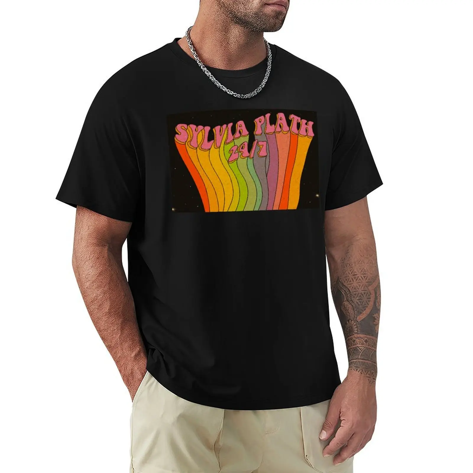 Sylvia Plath Groovy T-Shirt Abstract Pattern Print Top