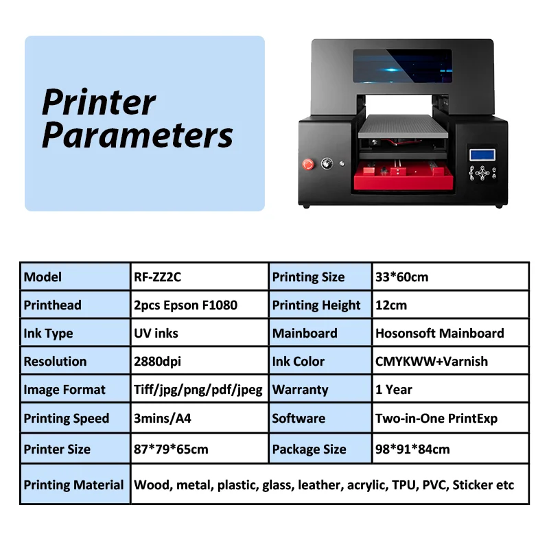 Wide Purpose A3 UV DTF Flatbed Sticker Printer Mobile Phone Case Tumbler Pen Golf Ball Printer Suitable for Small Businesses