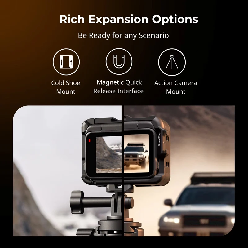 قفص كاميرا الحركة الصغيرة لـ Insta360 Ace Pro/Ace Pro 2 مع حذاء بارد بمخلب تثبيت لتصوير الفيديو وميكروفون خفيف 5000