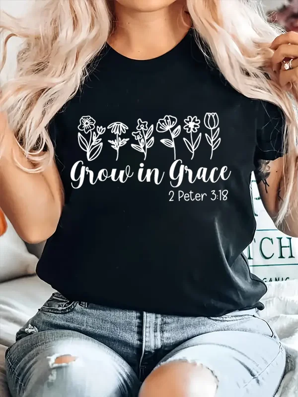 2024 New Popular Mother's Day Women T-shirt Grou in Grace Slogan Female Shirt Blooming Flowers From Print Comfort Girl Tee