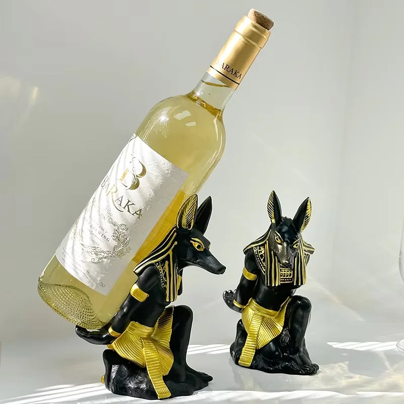 

Egypt Anubis Wine Rack Bastet God dog Resin Arts Crafts Bar Tabletop Home Office Decoration Accessories Animal Figurine Holder