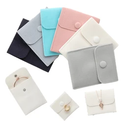 5pcs Velvet Cloth Bags Jewelry Snap Button Purse Pouches For Ring Bracelet Necklace Earrings Gift Storage Organization Packaging