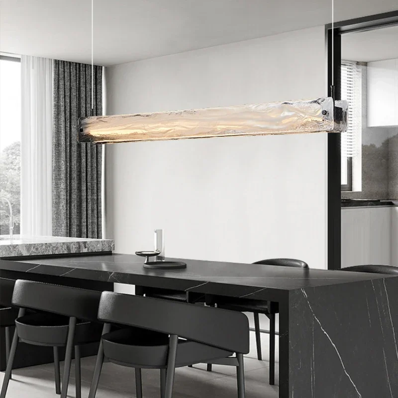 

SANDYHA Modern Cloud Glass Kitchen Island Pendant Lights Long Strip Chandelier for Living Room Dining Table Home Decoration