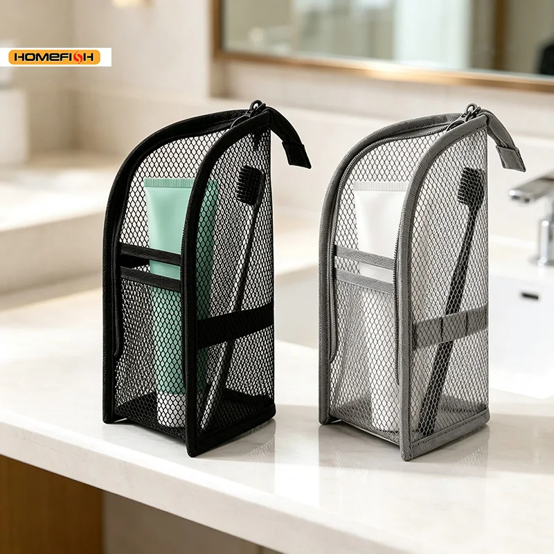 HOMEFISH EVA Mesh Cosmetic Bag Portable Travel Makeup Organizer Female Toiletry Storage Wash Pouch image 4