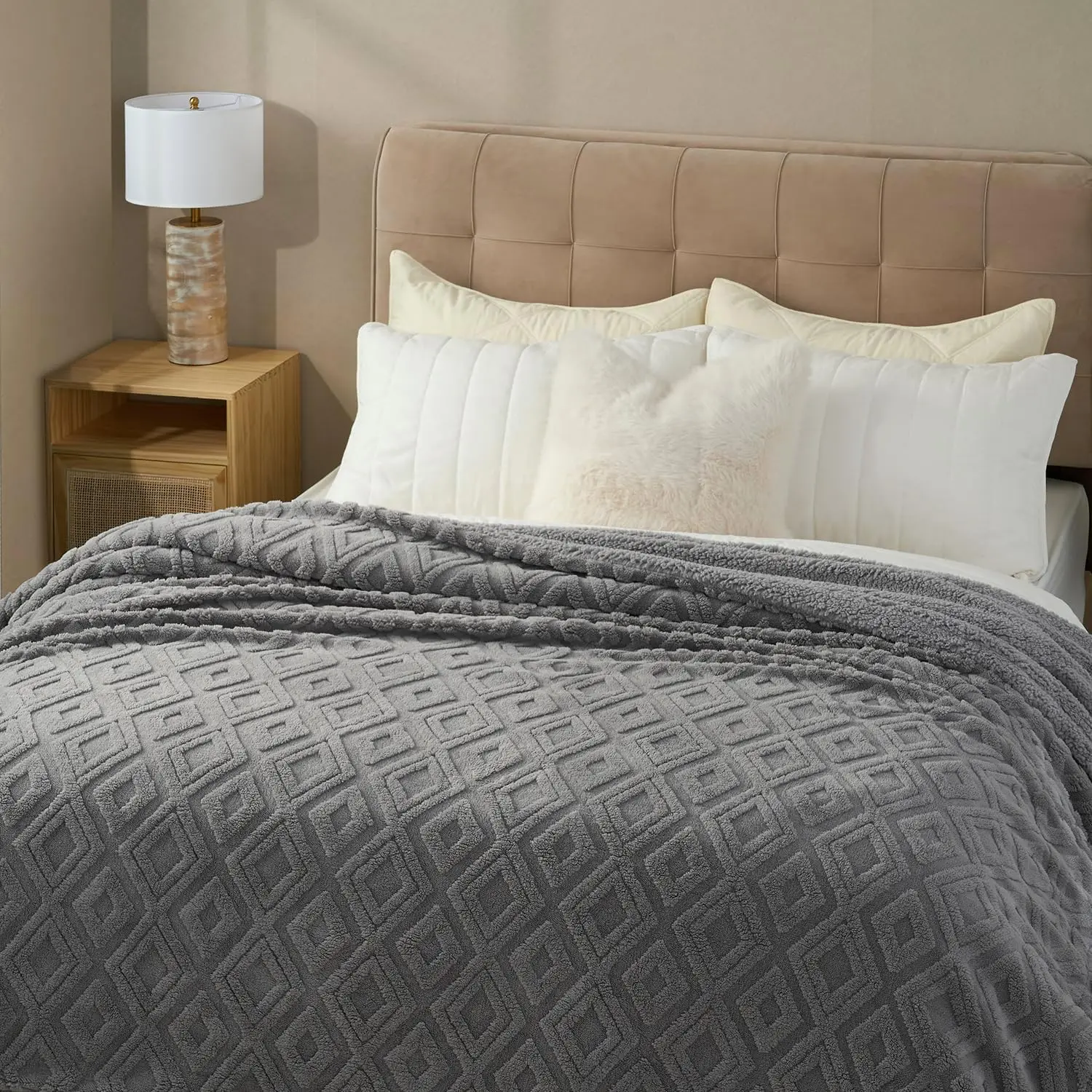 

Jacquard Boho Sherpa Fleece Throw Blanket For Couch, Super Soft Cozy Fuzzy Plush Blankets For Winter, Reversible Thi Warm