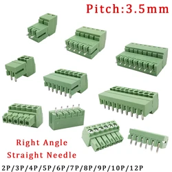 5Pair 3.5mm Pitch KF2EDG 15EDG 2-12 Pin Pcb Screw Wire Terminal Block Right Angle/Straight Pin Male Plug Female Socket Connector