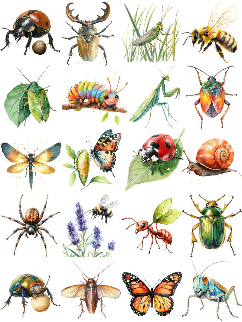 Pegatinas de insectos, manualidades y pegatinas para álbum de recortes, juguetes para niños, libro, pegatina decorativa, papelería DIY