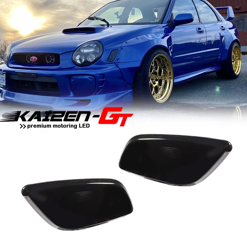 Smoked Lens Car Front Bumper Side Marker Indicator Light Cover Housings For 2002 2003 Subaru Impreza RS/TS/WRX No Bulb/Socket