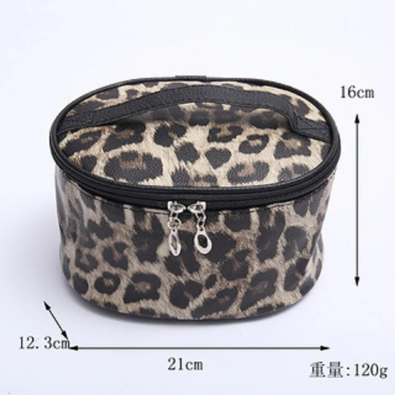 Leopard Print Retro Makeup Bag Large Capacity Cosmetic Bag Fashion Portable Storage Ba Travel Toiletry Bag