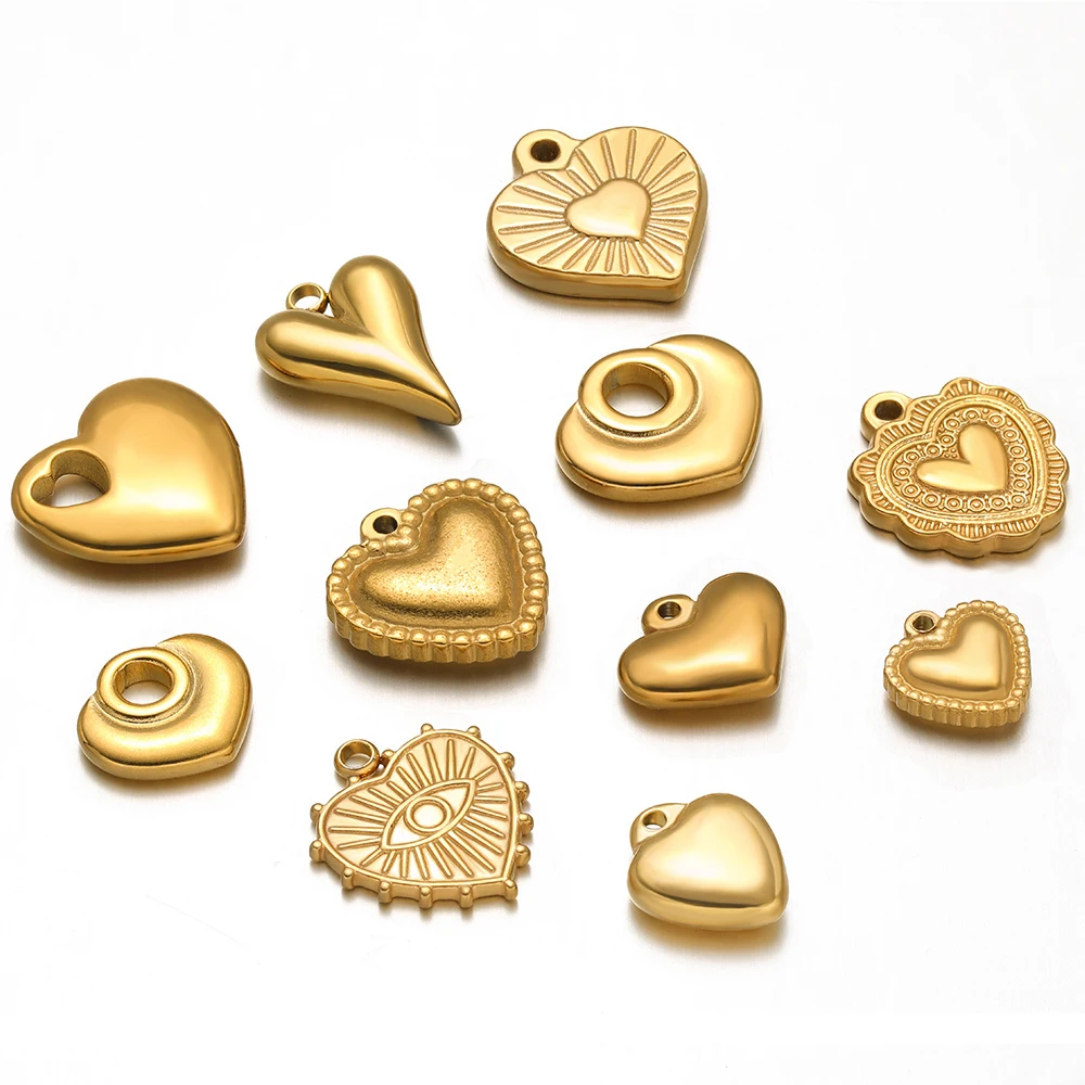 5 قطع المعلقات القلب الحلو الفولاذ المقاوم للصدأ الذهب اللون سحر السائبة ل قلادة سوار أقراط DIY بها بنفسك صنع المجوهرات الملحقات #2