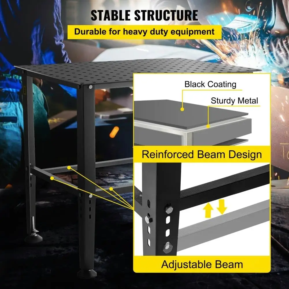 Heavy Duty Welding Table 36x24 Heavy Capacity Workbench with Multiple Fixture Holes