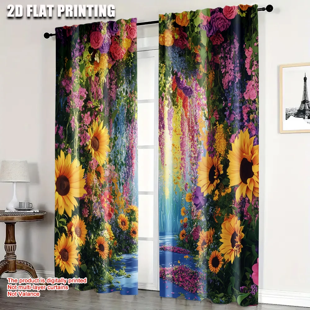 

2pc, Curtain Colorful flowers Protecting Privacy Party Decorations Perfect for Indoor Celebrations, Room, Multipurpose Event