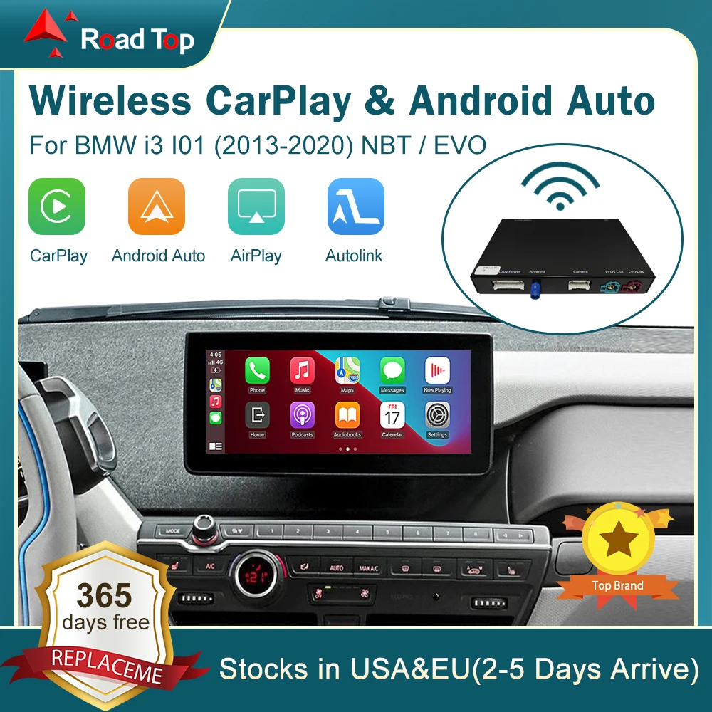 Wireless CarPlay for BMW i3 I01 NBT EVO System 2013 -2020, with Android Auto Mirror Link AirPlay CarPlay Autolink Function