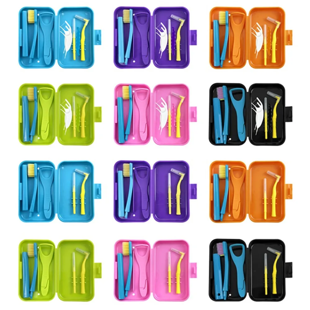 Kit Portátil de Higiene Dental para Viagem: Ferramentas Ortodônticas, Escova Interdental, Raspador de Língua e Estojo para Escova de Dentes