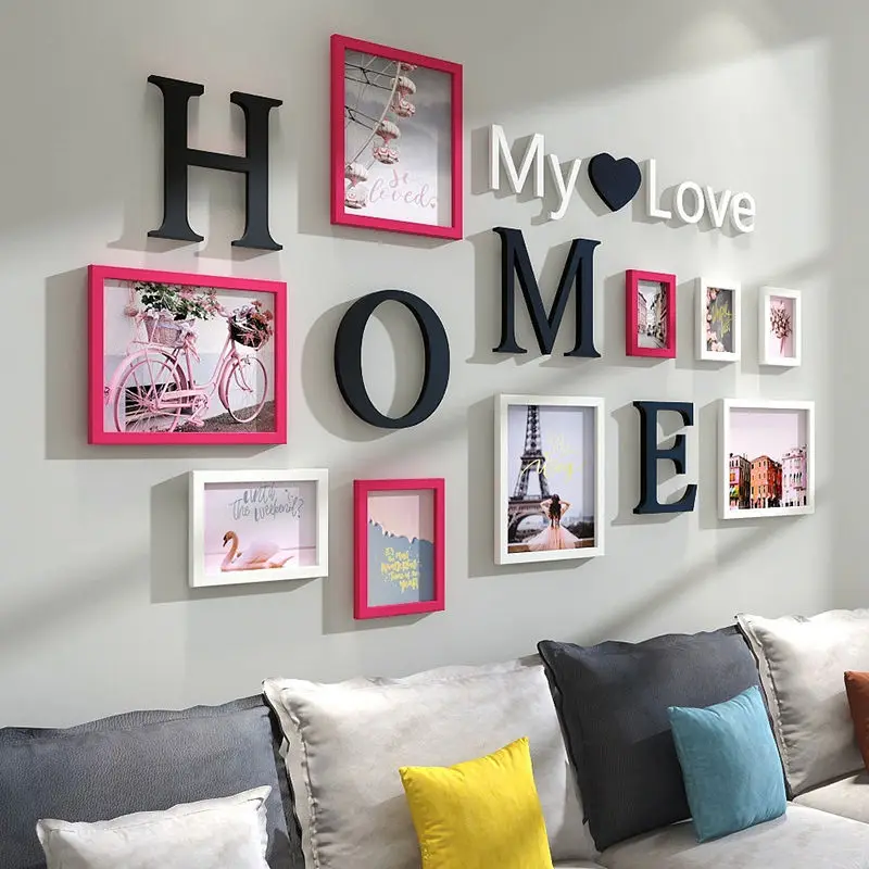 

9 Frames/Set Home Combination Picture Frame Creative Wall Background Decorative Photo Frame Dining Room Living Room Photo Frame