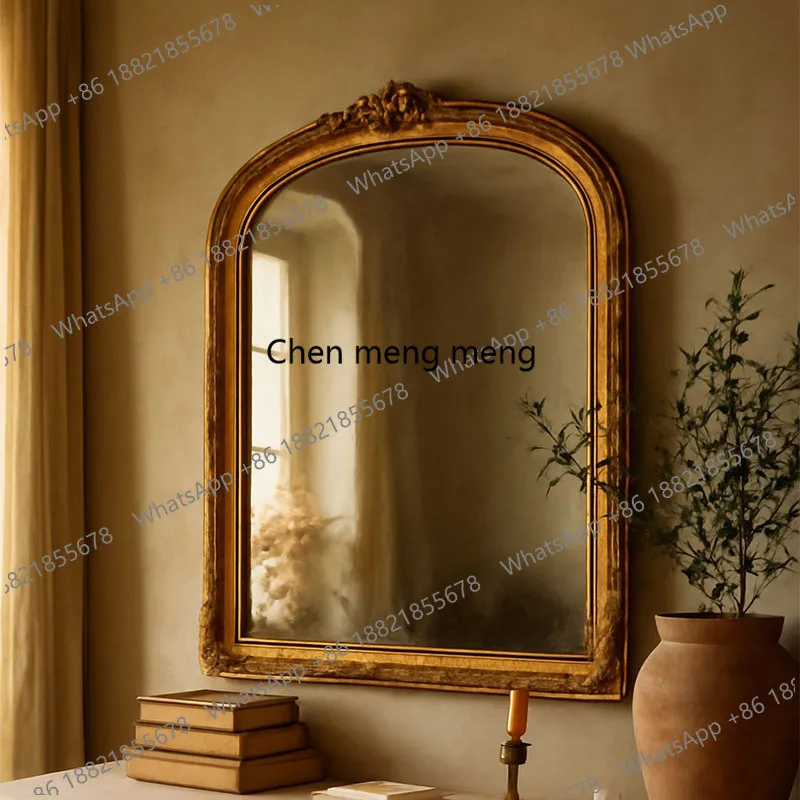 

Customized American retro vanity mirror wall-mounted square smart vanity mirror living room decorative mirror