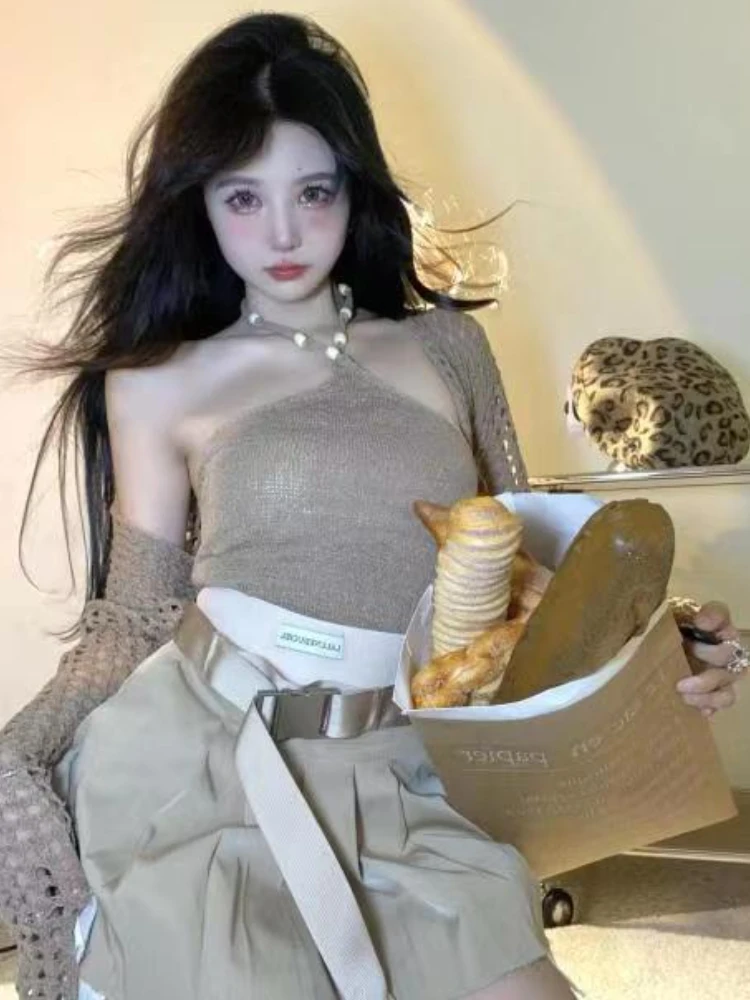 

Camisole Sets Women Hollow Out Special Sexy Leisure Trendy Korean Style Ladies Stylish Temperament Graceful Simple Holiday New