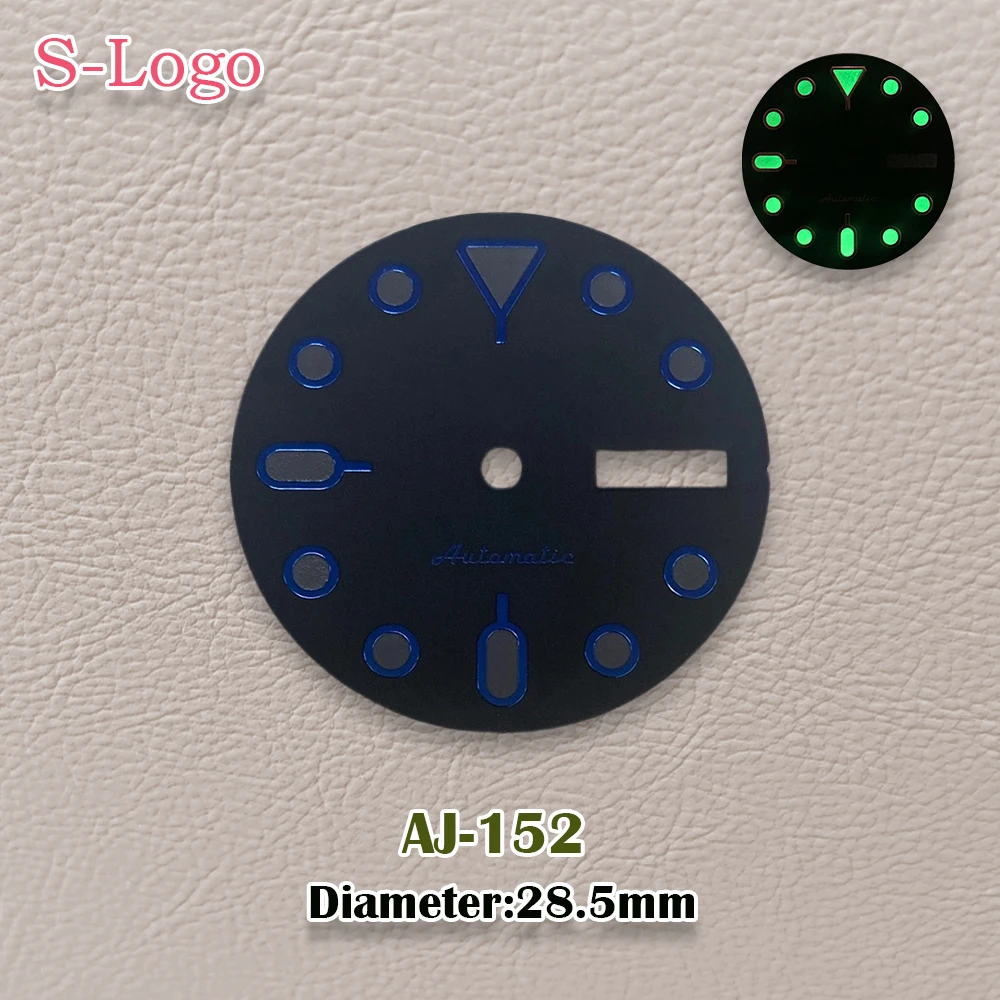 28.5mm S Logo NH36 Dial Green Luminous SKX007 Dial Suitable For NH36 Japanese Automatic Movement Watch Accessories Repair tools