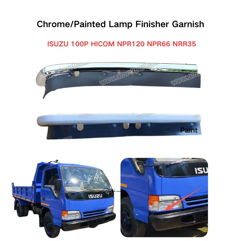 FDONG 1 Set 2 Pcs Chrome Lamp Finisher Garnish for ISUZU 100P HICOM NPR120 NPR66 NRR35