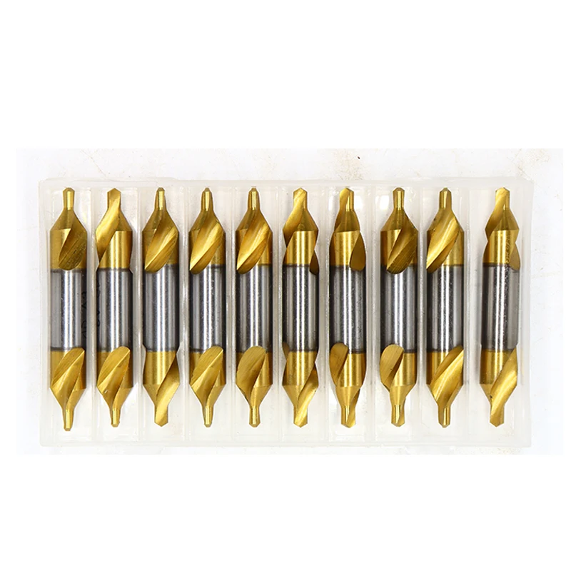 10pcs Stainless steel type A cobalt plated titanium positioning punch hole lathe Center Drill Bit with 60 degree chamfer