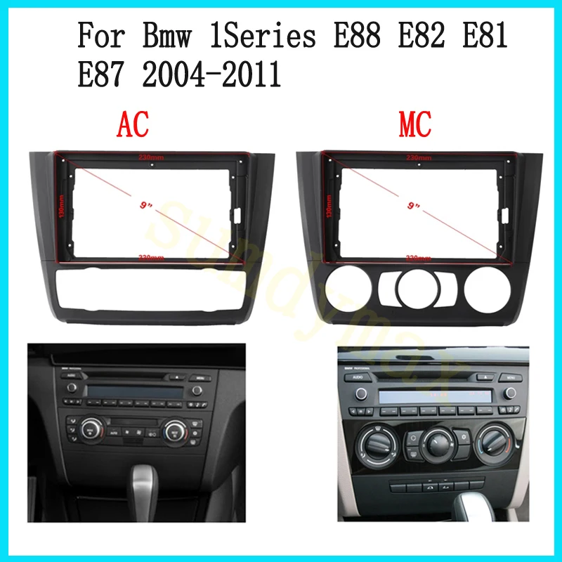 

9" big screen 2 Din android Car Radio Fascia Frame For BMW 1 Series E88 E82 E81 E87 2004-2011 car panel Trim Dashboard Panel Kit