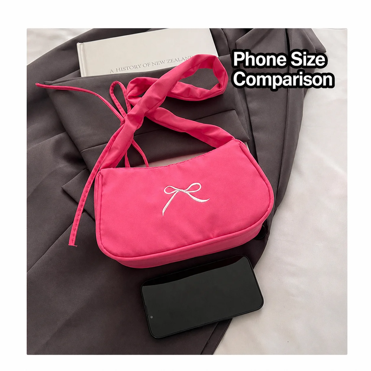 Women'S Fashion Bag Adjustable Embroidered Bow Bag Dumpling Bag Retro For Casual Outings Daily Commuting Dating