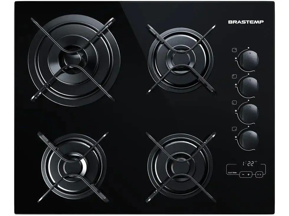 Cooktop 4 Bocas a Gás GLP Brastemp Vidro Temperado - Bivolt