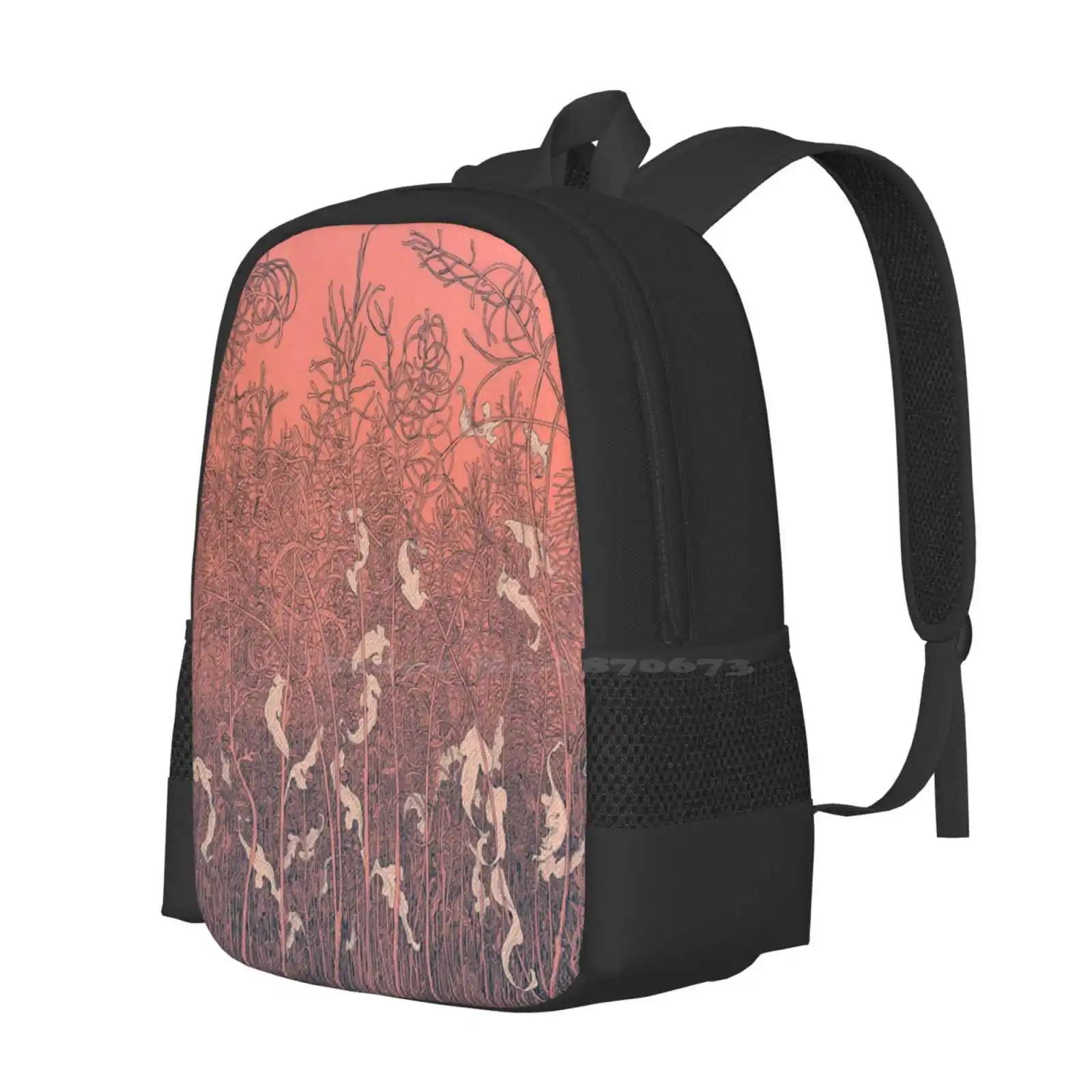 Sunrise Herbs Hot Sale Schoolbag Backpack Fashion Bags Floral Abstract Graphic Ink Plants Delicate Pattern Minimalist Leaves