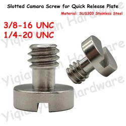 Yiqianyuan 1/4-20 3/8-16 UNC Thread Camera Screws for Quick Release Plates 10Pcs Slotted Round Head Bolt SUS303 Stainless Steel