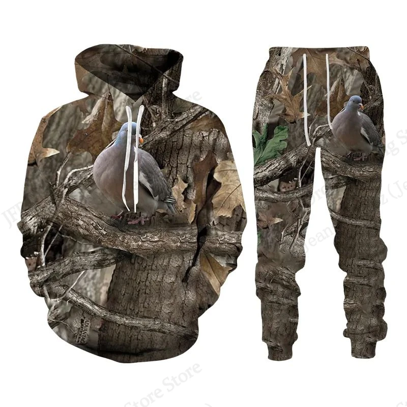 Sets 3d Hoodie 3d Hunting Animal Pigeon Camouflage Print Men Women Fashion Hoodie+Pant 2 Piece Suit Tracksuit Set Outdoor Sports