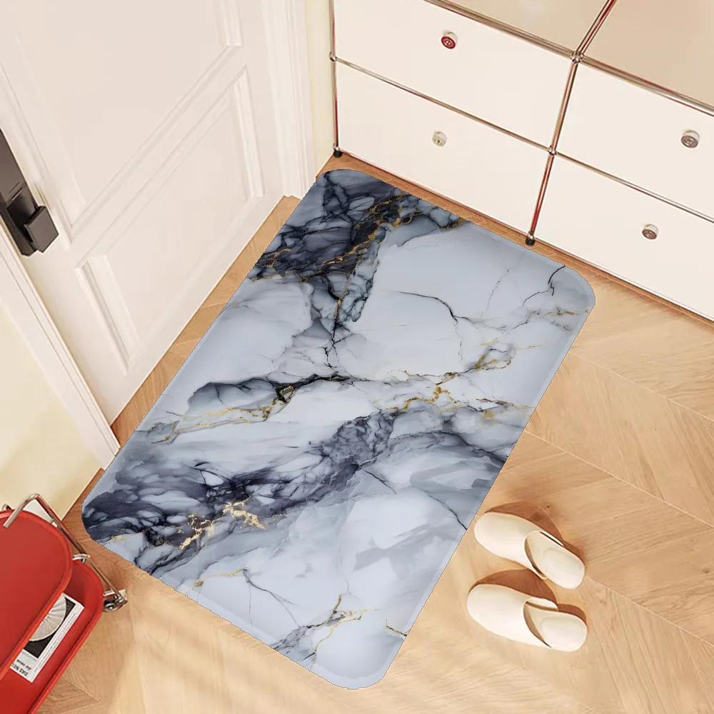 Marble Floor Mat Retro Multiple Choice Living Room Kitchen Rug Non-Slip Modern Home Decor