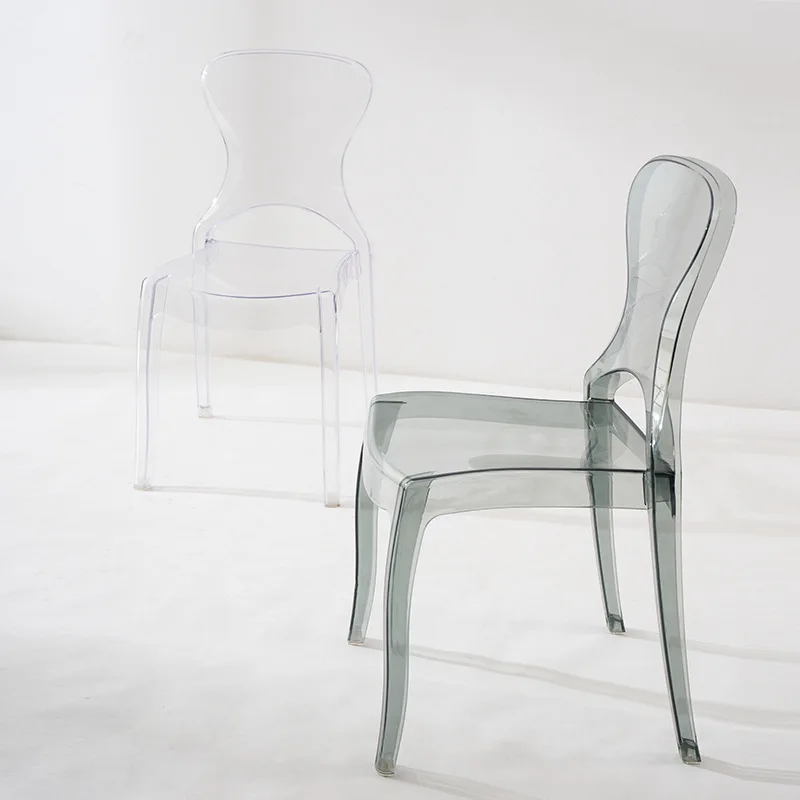 Nordic acrylic transparent dining chair  creative plastic stackable cafe armchair negotiation chair