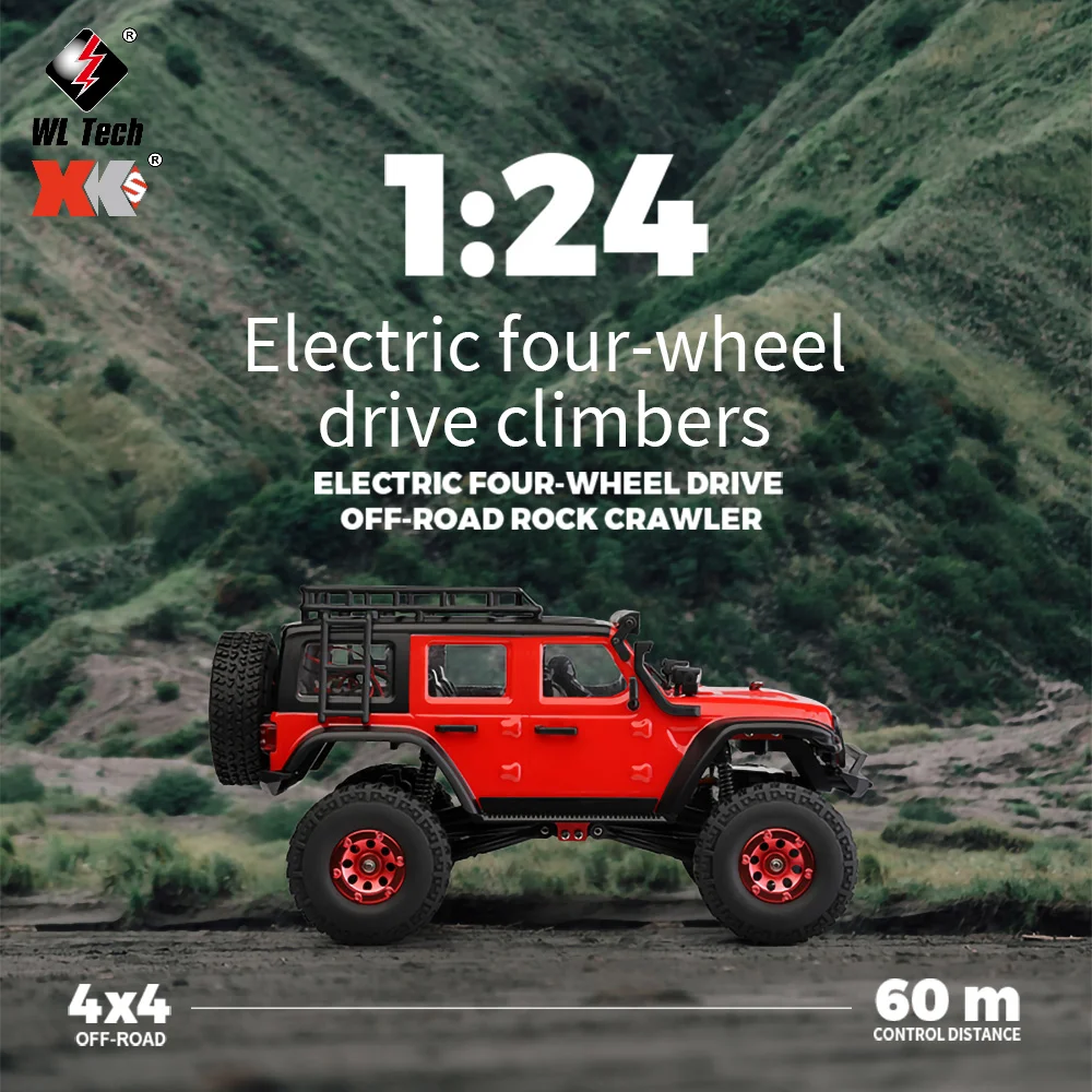Wltoys 2428 1:24 Mini RC 2.4G ze światłami LED 4WD terenowy elektryczny pojazd gąsienicowy zdalnie sterowana ciężarówka zabawka dla dzieci