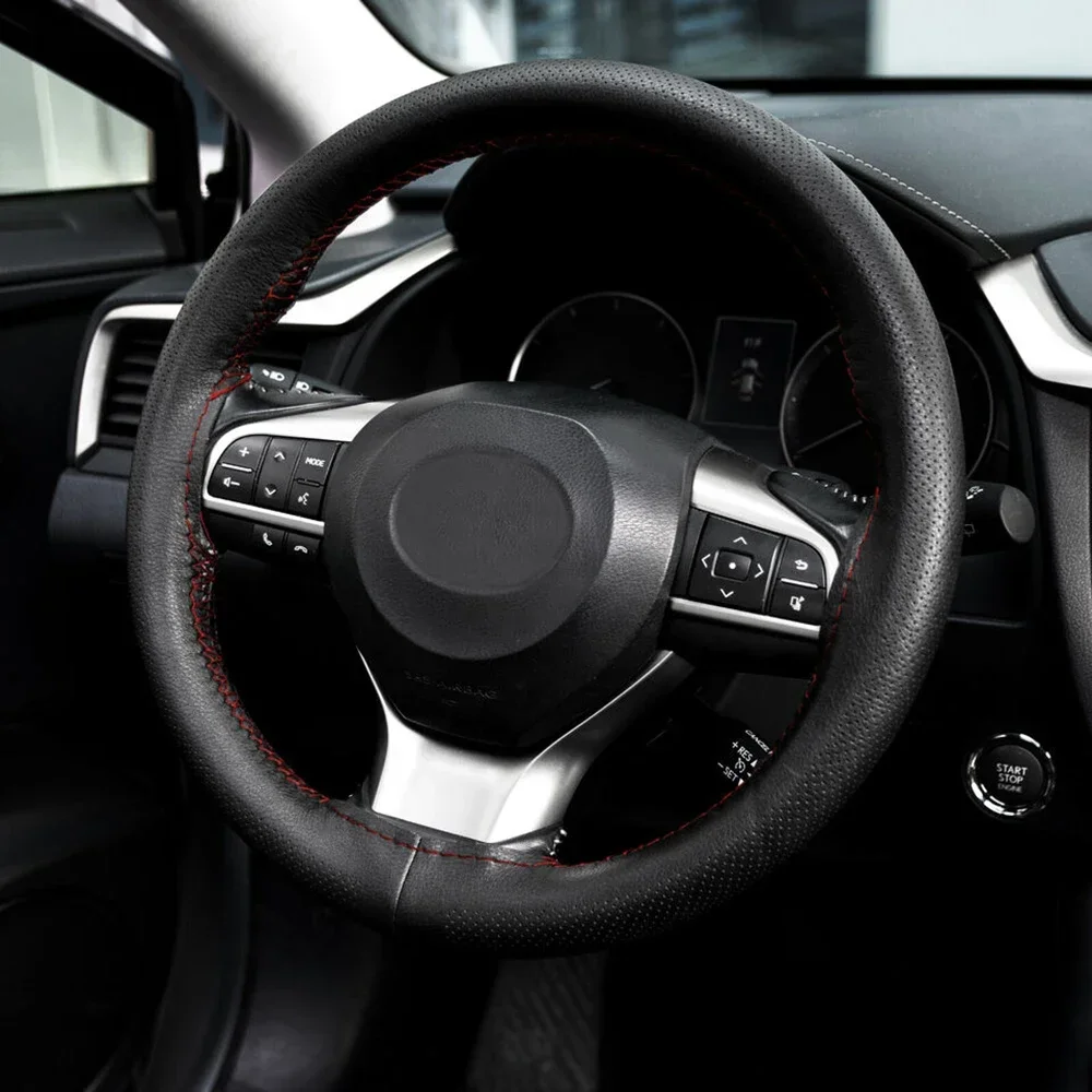 Universal 38cm DIY Car Steering Wheel Braid Cover Artificial Leather Needles And Thread Soft Non-slip Auto Interior Accessories