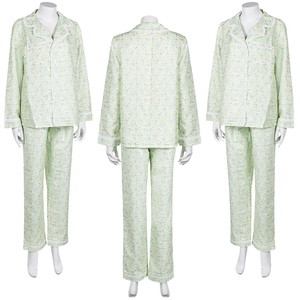 Misty Cosplay Floral Pajamas Movie Lisa Frankenstein Roleplay Costume Adult Women Disguise Long Shirts Pants Halloween Suits