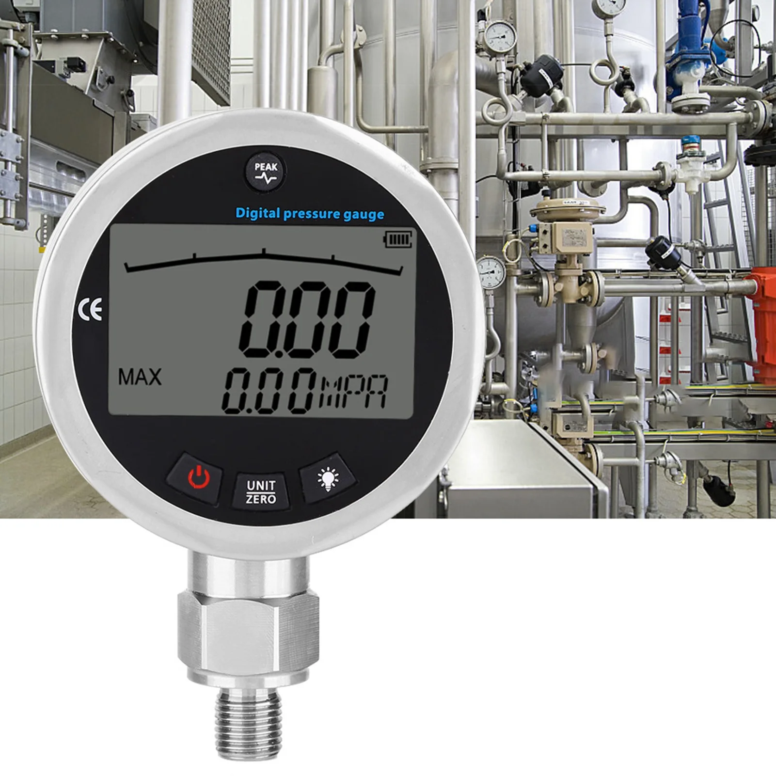 

Digital Hydraulic Pressure Gauge 400BAR 0‑40Mpa 5800PSI with G1/4 Connector Pressure Tester Meter Digital Pressure Gauge