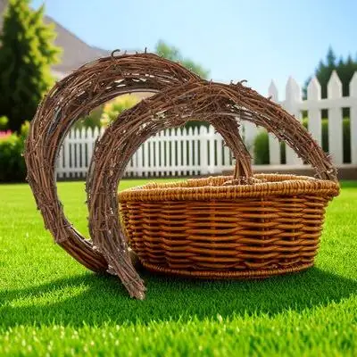 

2Pcs Hand Woven Rattan Wreath Frame DIY Garland Ring for Holiday Party Decor Vine Branch Craft Material DIY Wreath Rattan