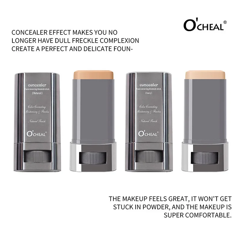 Long-Lasting Waterproof Cream Foundation Stick Full Coverage Flawless Satin Powder Conceal Makeup for All Skin Types