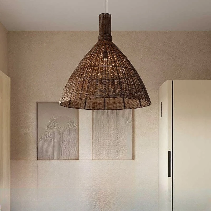 

Japanese Retro Rattan Chandelier Hand-woven Rattan Living Room Dining Room Decorative Lighting Lamps