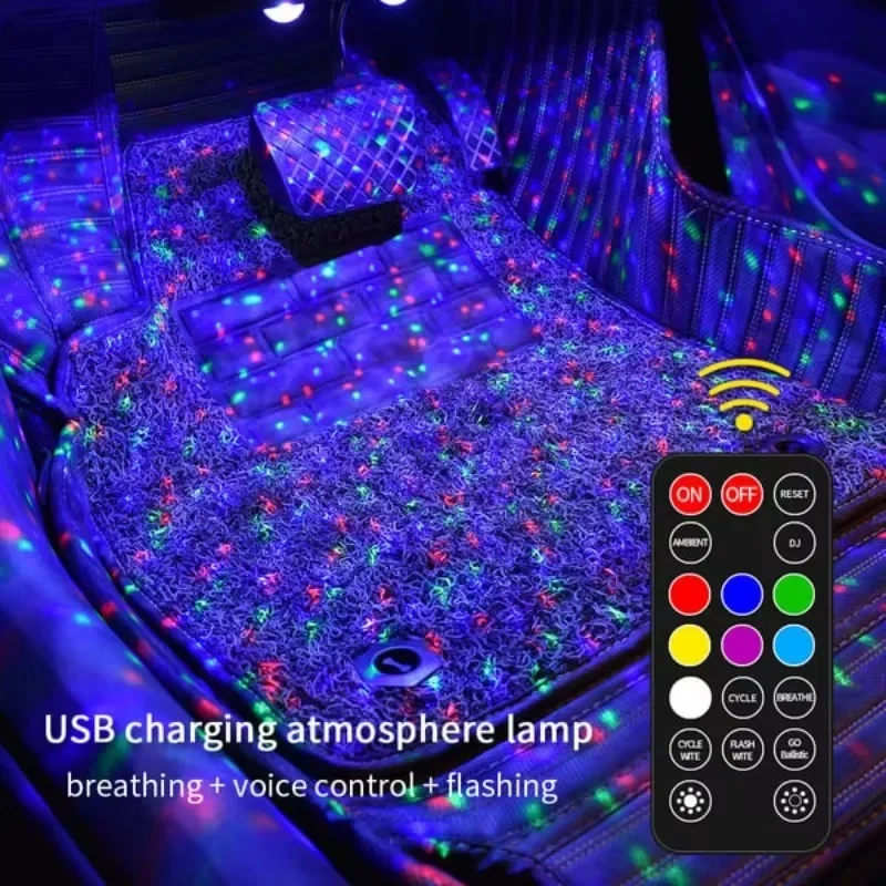 Car Interior Ambient Lights  Car Foot Modification Seven Colours Sound Control Led Decoration Atmosphere Light