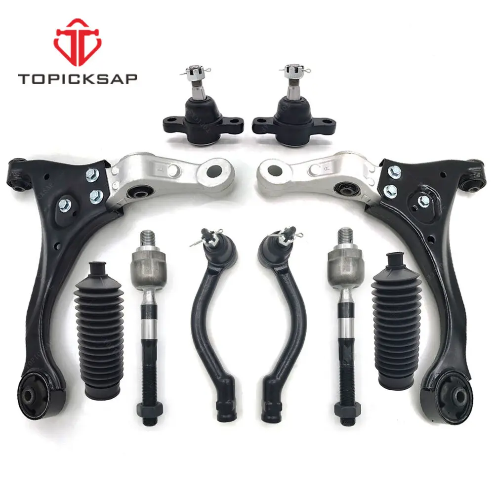 TOPICKSAP Front Lower Control Arm Ball Joint Tie Rod Boot Suspension Kit Set 10pcs for Hyundai Sonata 2006 2007 2008