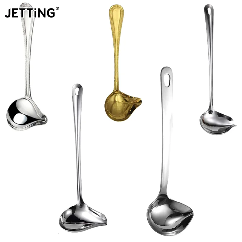 Cuchara para estofado con mango largo, herramientas de cocina para sopa, cuchara en forma de boca de pato de acero inoxidable, cucharón de cocina, vajilla, cuchara para restaurante, 1 ud.