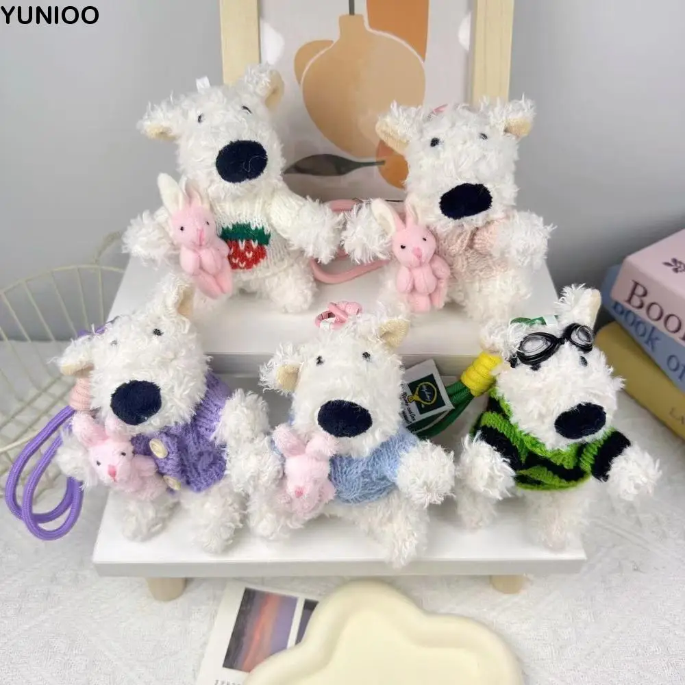 LLavero de muñecos de perro de peluche, muñecos de perro de animales de dibujos animados, llaveros de muñecos de perro pequeño, llavero de cachorro peludo de peluche bonito, colgante de bolso