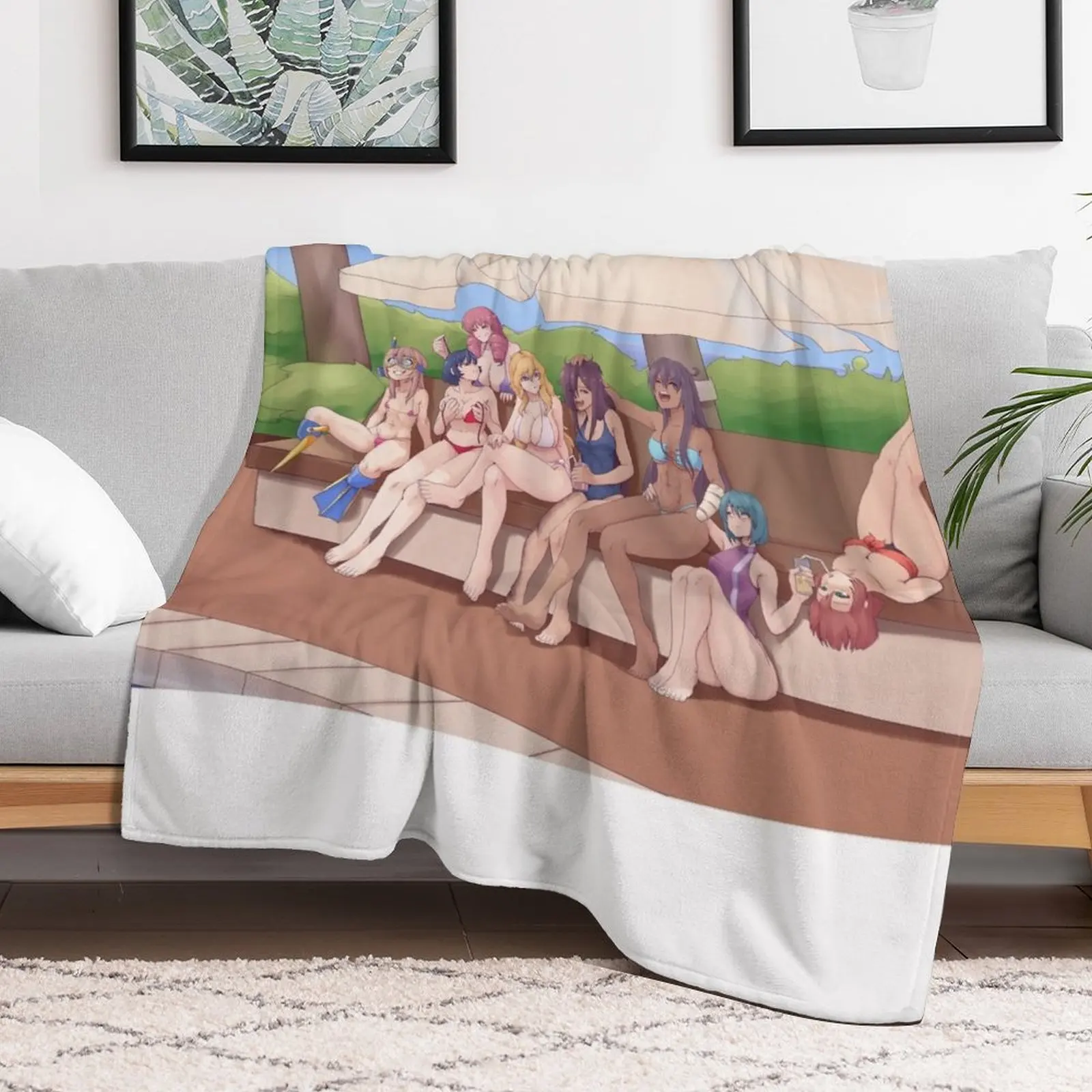 A bikini pool party Throw Blanket