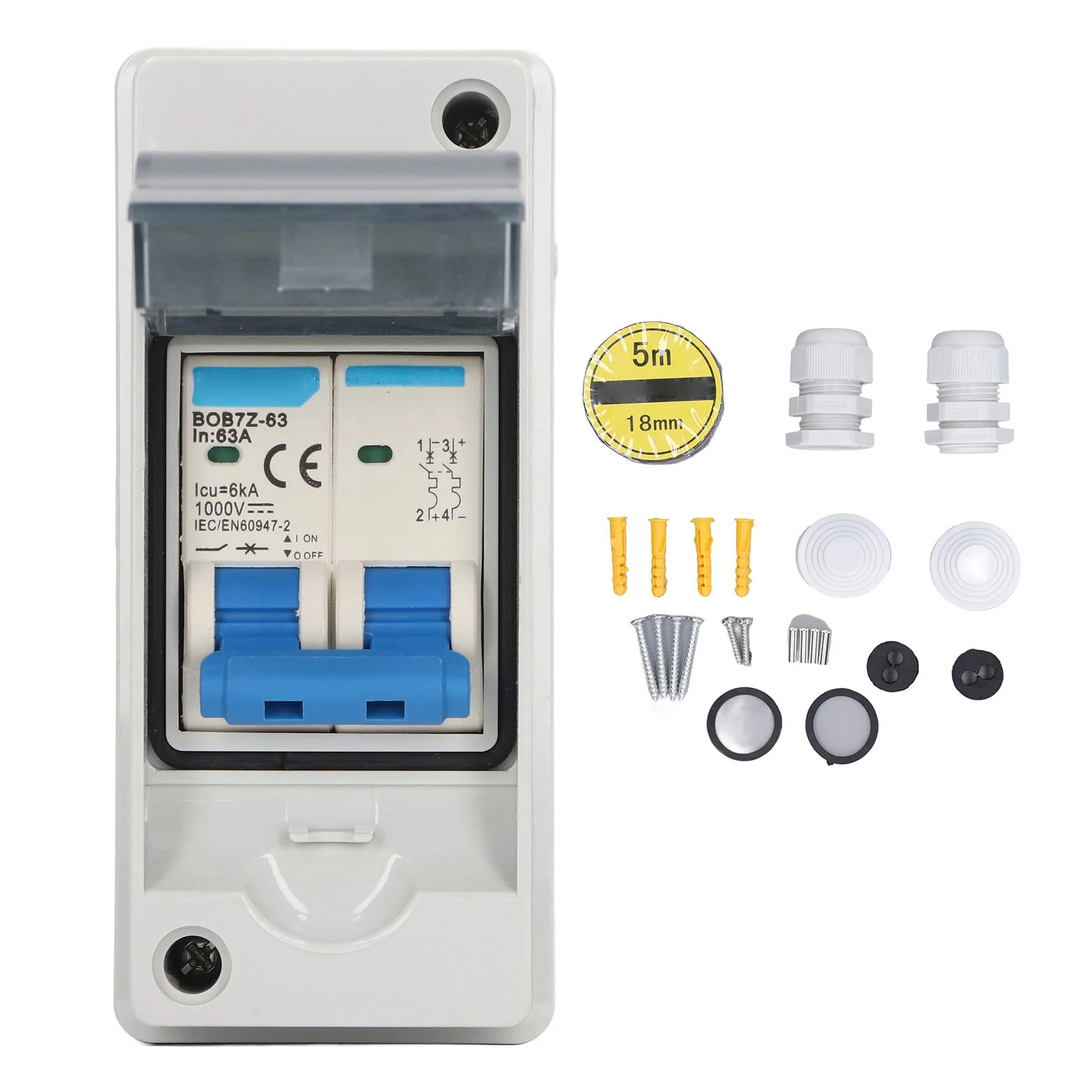 Isolator Solar Switch PV Solar Disconnect Switch Overvoltage Protection IP65 Waterproof Miniature Circuit Breaker 63A 1000V