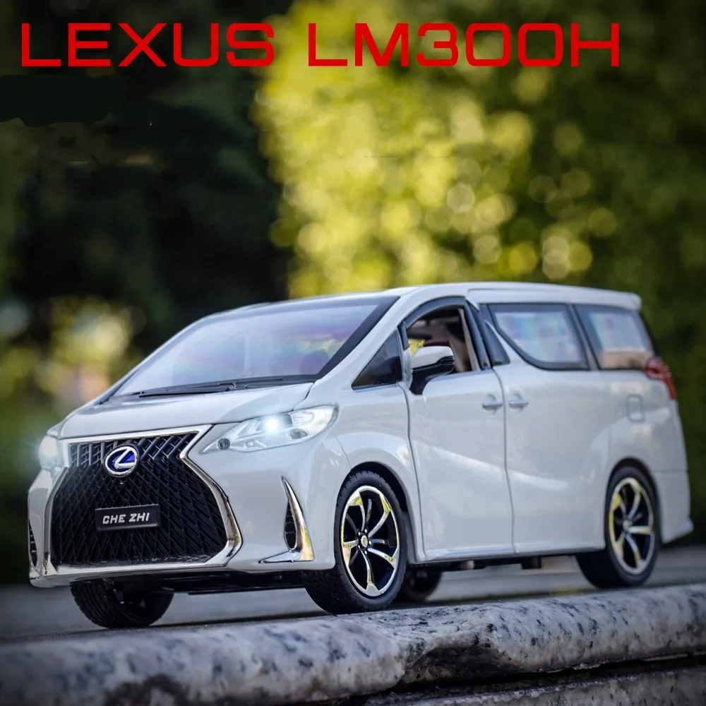 Lexus LM300H MPV Van Diecast Toy Car Model, Miniature Rib Back, Sound and Light Doors, Openable Collection, Gift for Boy, peuv, 1/24