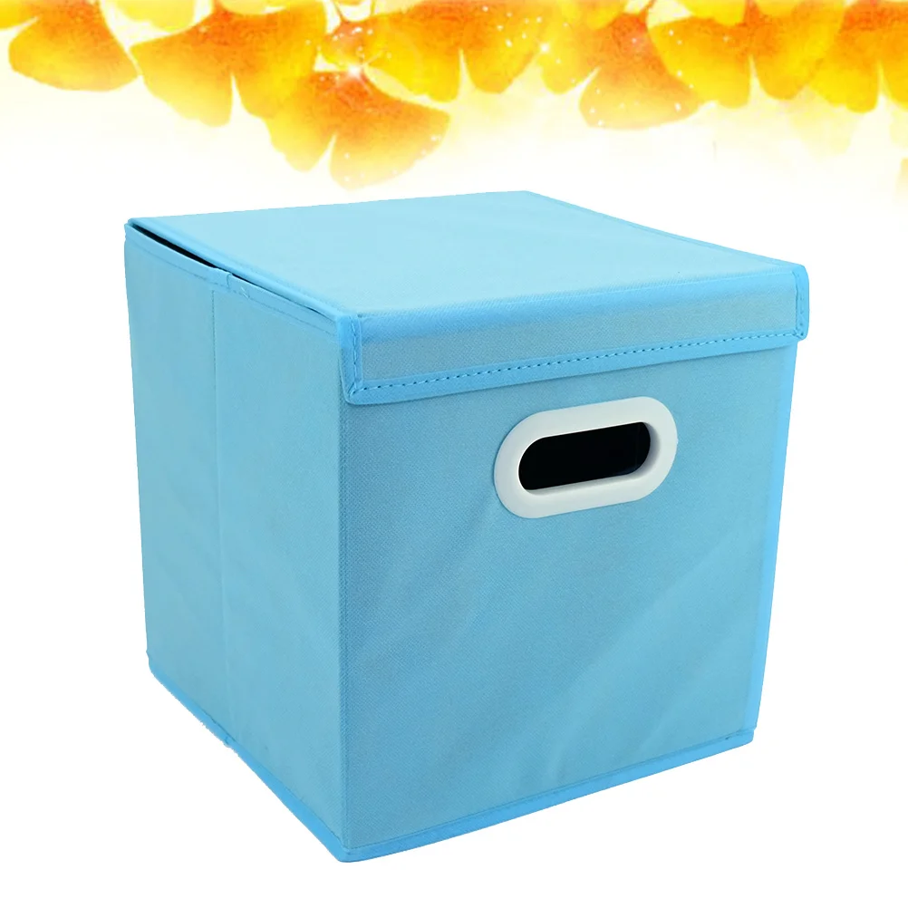 

Cloth Storage Bin Folding Non-Woven Fabric Blue Laundry Organizer Plastic Handle Storage Basket for Clothes Books Daily